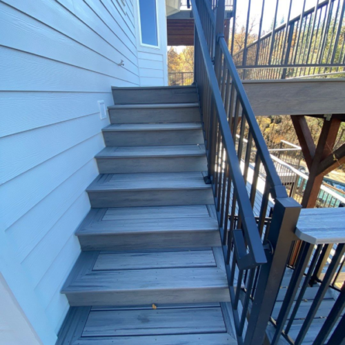 new wood stairs leading to deck