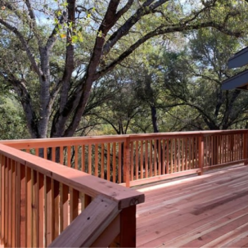 new wood deck and railing