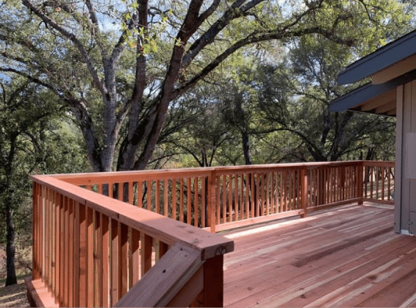 new wood deck and railing