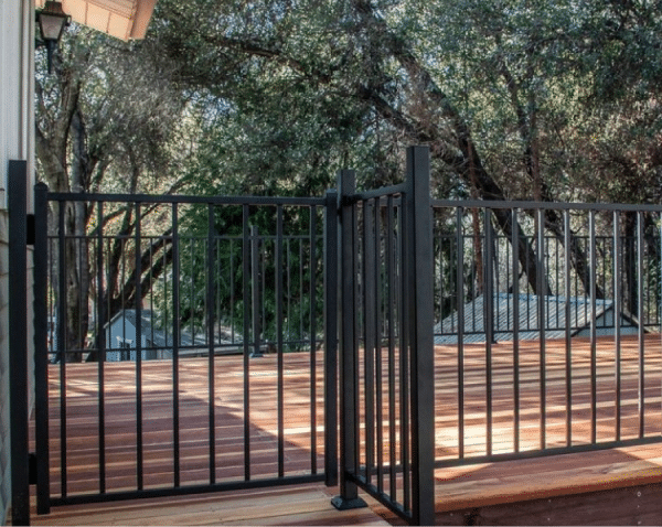 new railing on a wood deck