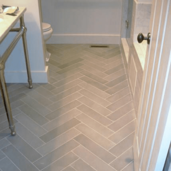 Brand new tile flooring inside of a bathroom