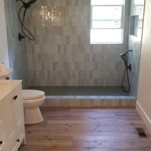 updated shower with subway tile