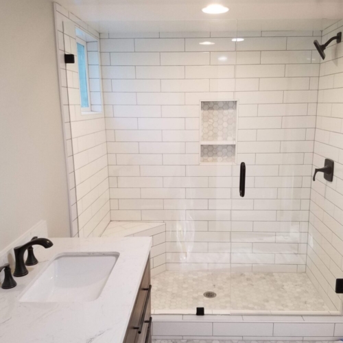 updated white shower